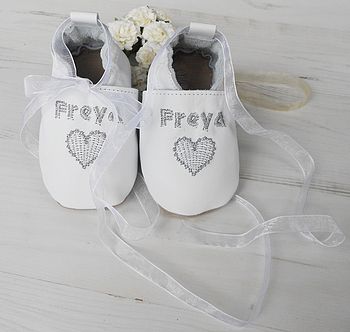 Personalised Heart Christening Shoes, 2 of 12
