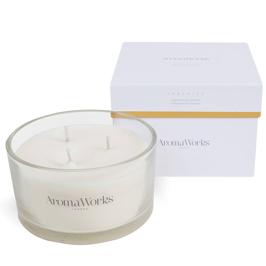 Serenity Three Wicks Candle By AromaWorks | notonthehighstreet.com