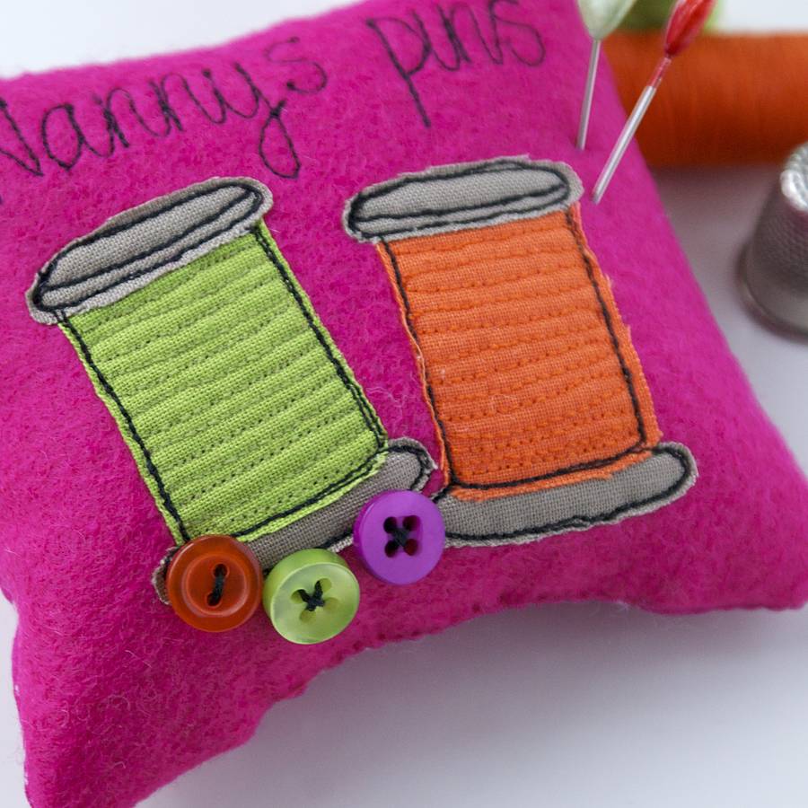 Personalised Cotton Reel Pin Cushion By rosiebull designs