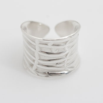 Personalised Wide Textured Silver Ring, 3 of 8