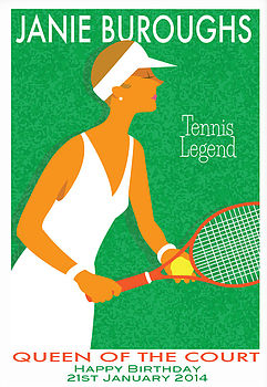 Personalised Sports Print: Ladies Vintage Style Tennis, 2 of 2