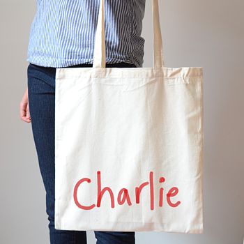 handwritten canvas bag custom name notonthehighstreet stevens hannah