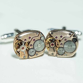 Vintage Watch Movement Cufflinks Premium Rose Gold, 2 of 12
