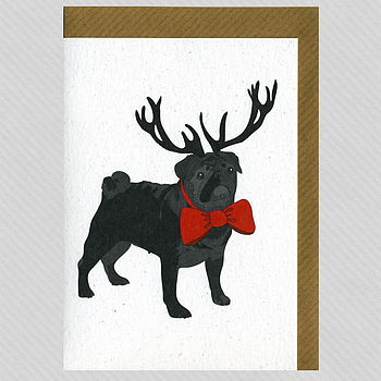 Illustrated Black Pug Blank Card, 3 of 4