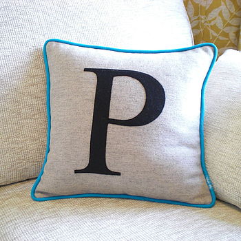 Piped Edge Initial Cushion, 3 of 7
