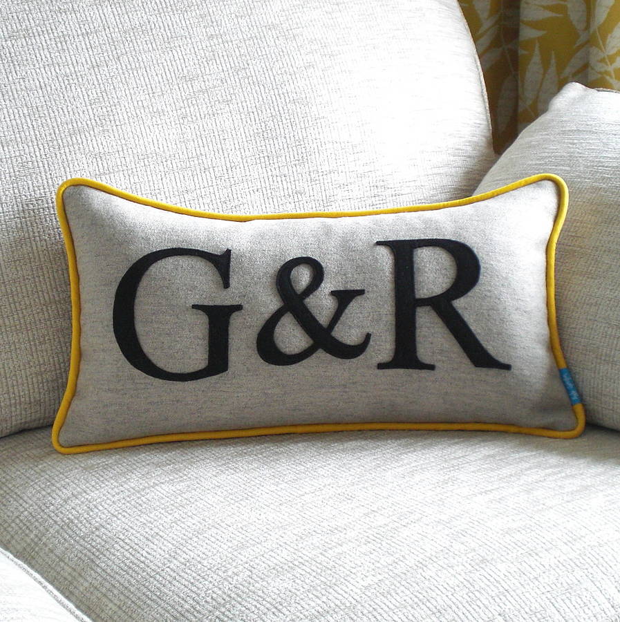 Piped Edge Couple's Initial Cushion, 1 of 7