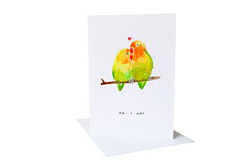 Mr And Mrs Lovebird Anniversary Wedding Valentines Card, 2 of 2