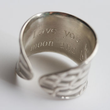 Personalised Wide Textured Silver Ring, 7 of 8