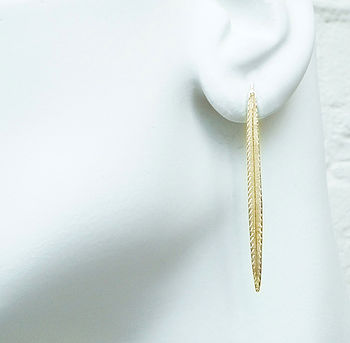 Gold Vermeil Long Leaf Earrings, 3 of 4