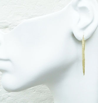 Gold Vermeil Long Leaf Earrings, 2 of 4