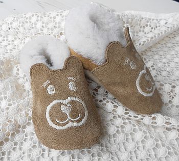 Personalised Sheepskin Teddy Baby Booties, 4 of 5