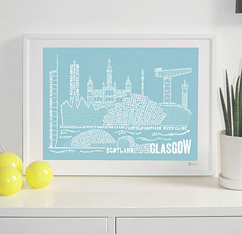 Glasgow Skyline Typography Print, 3 of 8