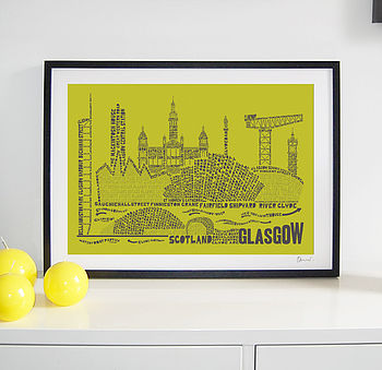 Glasgow Skyline Typography Print, 4 of 8