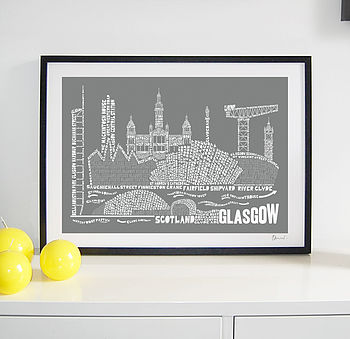 Glasgow Skyline Typography Print, 2 of 8