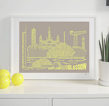 Glasgow Skyline Typography Print, 6 of 8