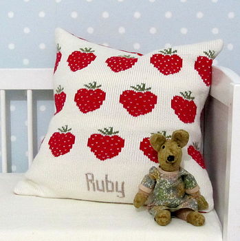 Personalised Knitted Strawberries Cushion, 4 of 4