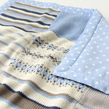 Blue Fairisle Knitted Baby Blanket, 3 of 6