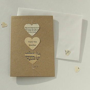 Handmade Poetry And Music Heart Card, 6 of 8