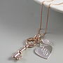 Key Necklace In Rose Gold Vermeil With Real Birthstones, thumbnail 7 of 7