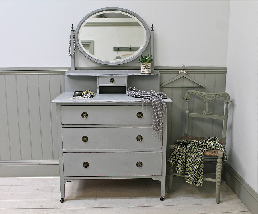 Vintage Painted Swivel Mirror Dressing Chest By Distressed but not