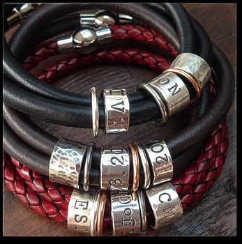 Vintage Leather And Silver Story Bracelet By Morgan & French ...