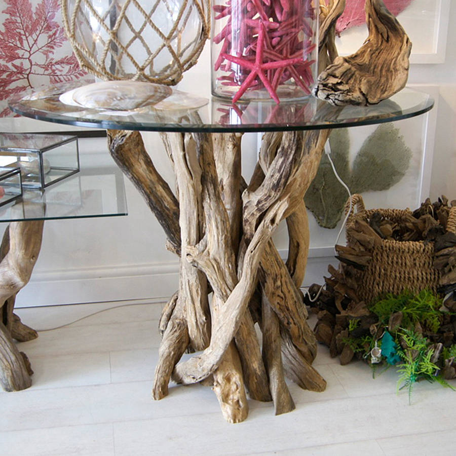small natural driftwood round dining table by karen miller @ doris