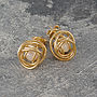Gold Caged White Pearl Stud Earrings, thumbnail 1 of 8