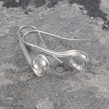Curved Sterling Silver Spiral Drop Earrings, 4 of 5