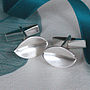 Brushed Silver Leaf Cufflinks, thumbnail 3 of 6