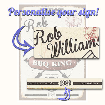 Personalised Retro Bbq King Sign, 2 of 5