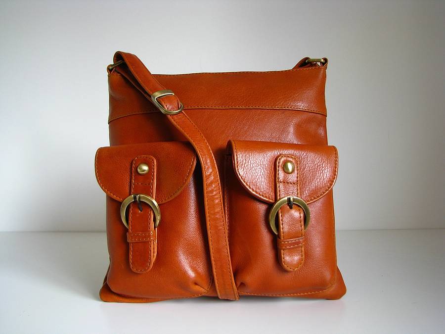 tan leather cross body pocket messenger bag by the leather store ...