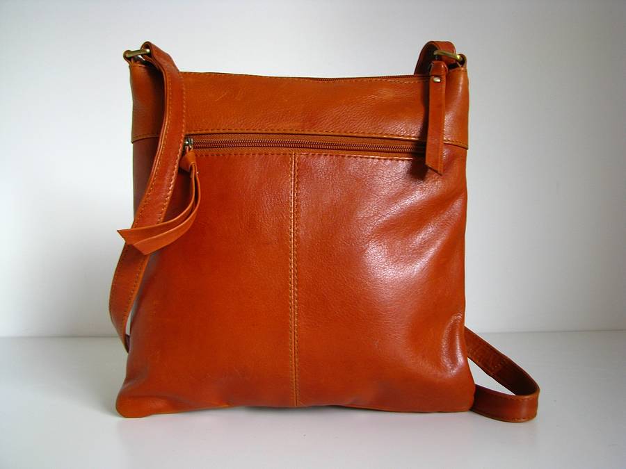 tan leather cross body pocket messenger bag by the leather store ...
