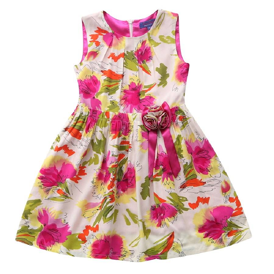girl's hot pink floral a line dress by london kiddy ...