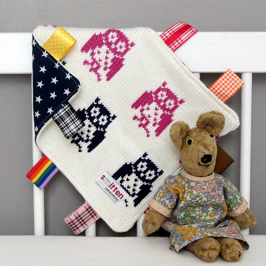 Owls Baby Comfort Blanket By smitten knits