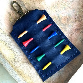 Navy Golf Gift Leather Personalised Tee Holder, 4 of 6