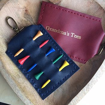 Navy Golf Gift Leather Personalised Tee Holder, 3 of 6