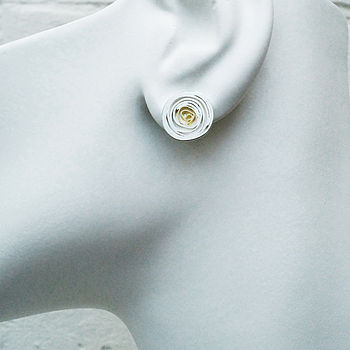 Silver Spiral Earstuds With 18ct Detail, 2 of 5