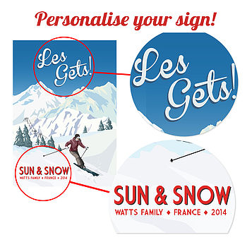Personalised Retro Ski Sign, 3 of 5