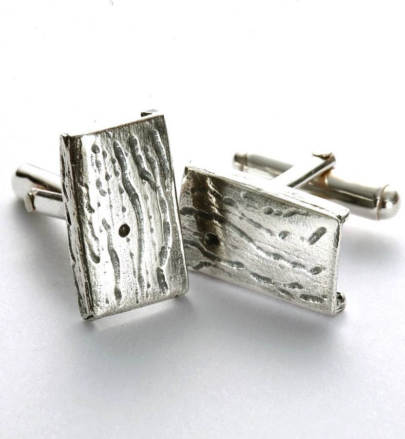 Sterling Silver Contemporary Barked Cufflinks
