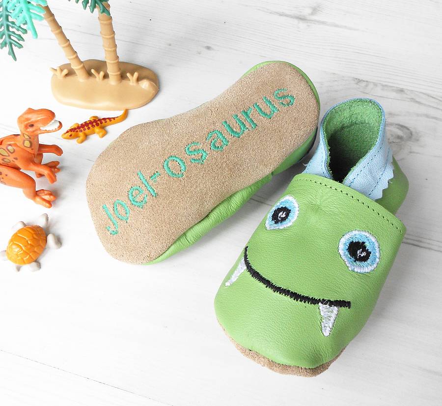 Personalised Dinosaur Baby Shoes, 1 of 6