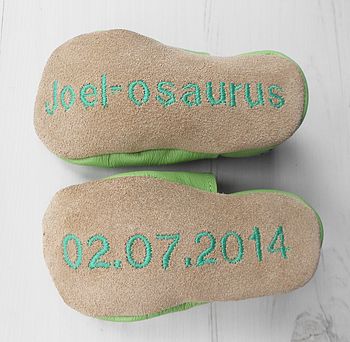 Personalised Dinosaur Baby Shoes, 4 of 6