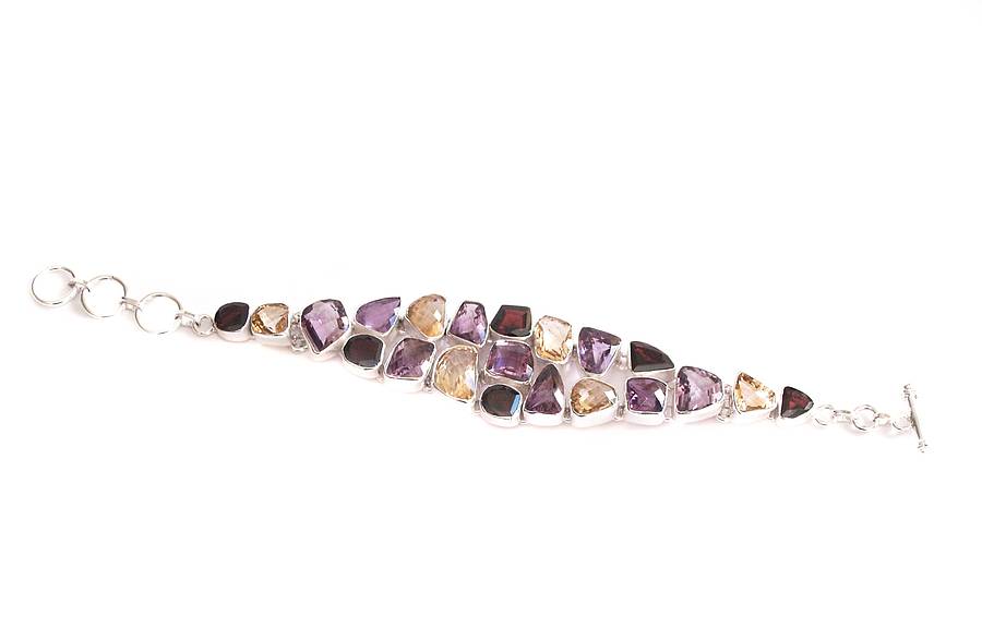 citrine, amethyst and garnet chunky bracelet by prisha jewels ...