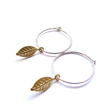 Gold Plated Leaf Hoop Earrings, 3 of 4