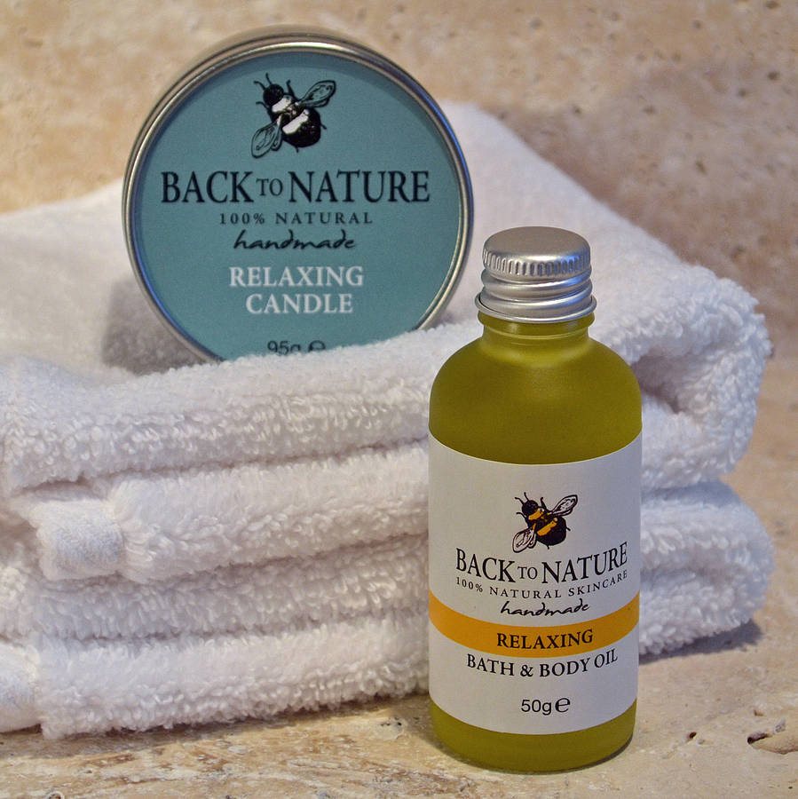 relaxing aromatherapy bath oil gift pack by back to nature skincare