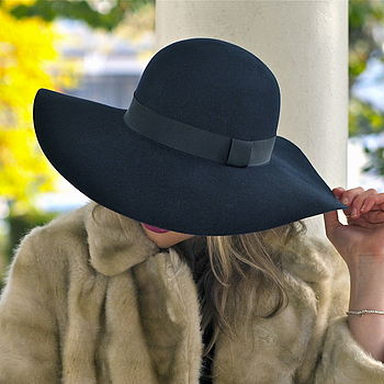 Navy Luxe Floppy Wool Hat By Mu Du London | notonthehighstreet.com