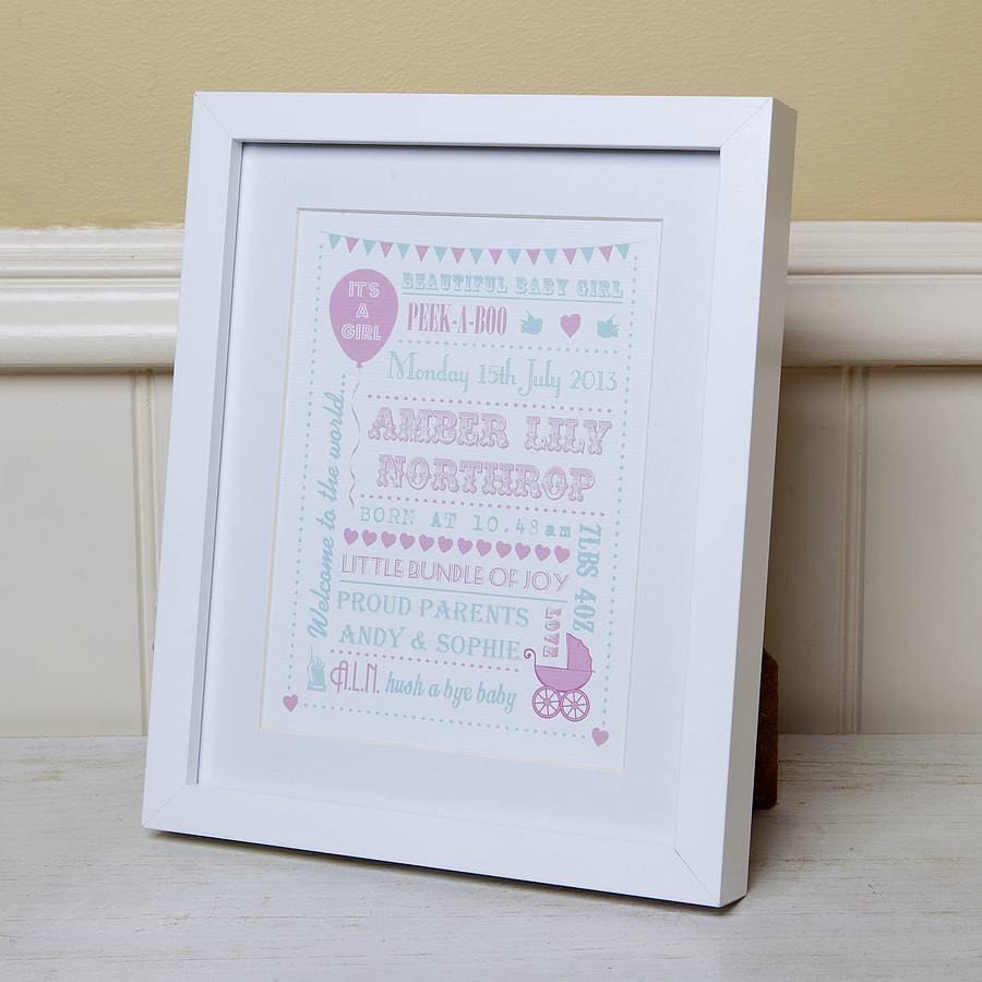 Personalised New Baby Typography Gift Print By Lovely Jubbly Designs ...