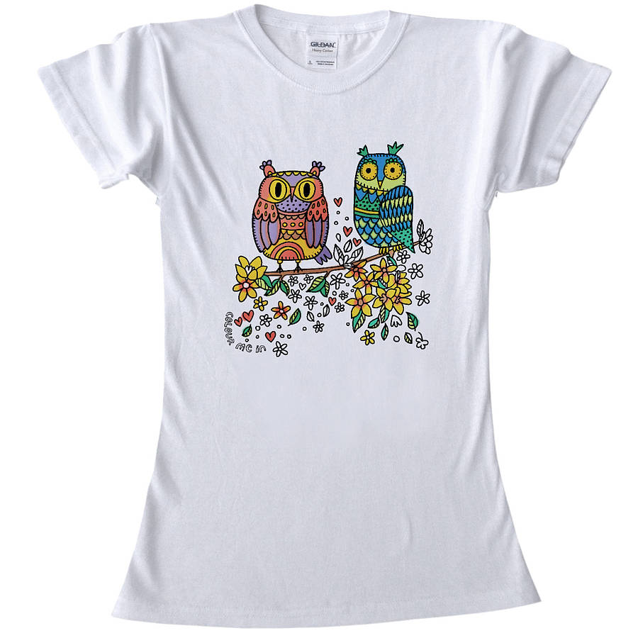 colouring in ladies owl t shirt by pink pineapple home & gifts ...
