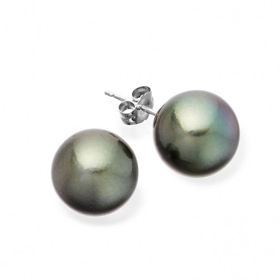 Black Pearl Earrings Silver Stud By Amara Amara | notonthehighstreet.com