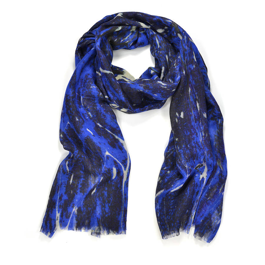 Azurite Marble Print Wool Silk Scarf By Edition de Luxe ...