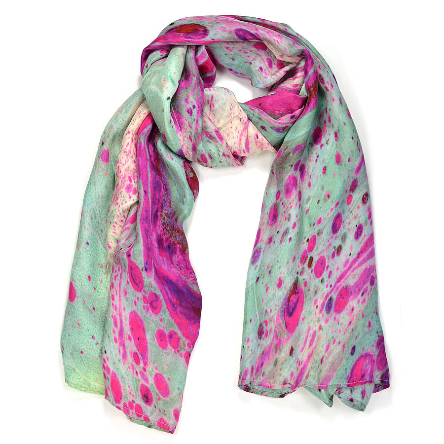 quartz purple and aqua marble print silk scarf by edition de luxe ...